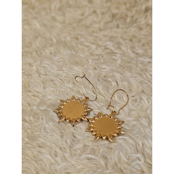 Gold-Tone Sunburst Drop Earrings With Black Crystals & Clear Rhinestones - Picture 5 of 5